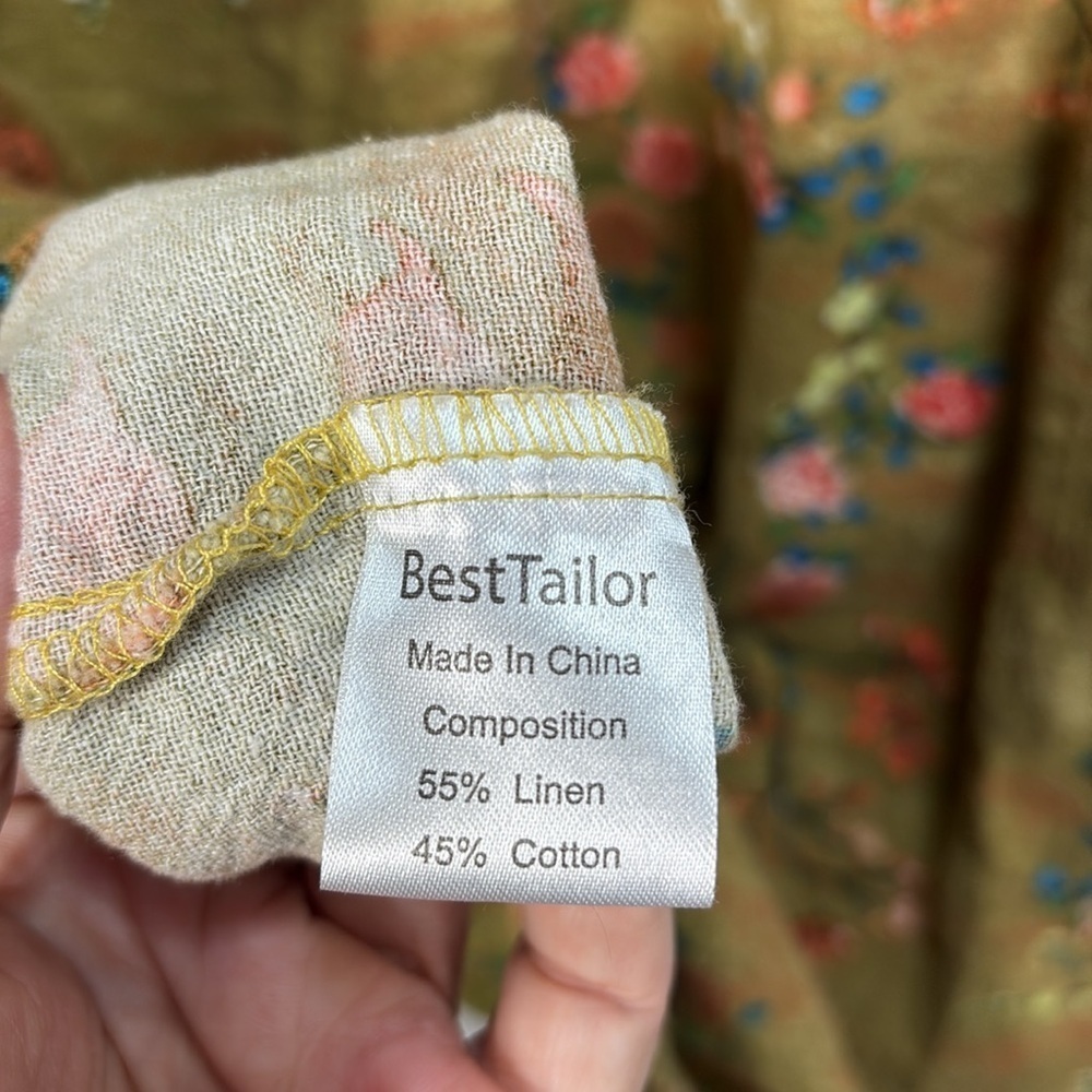 🦙 Best Tailor cotton linen blend Asian inspired floral dress - Picture 6 of 6